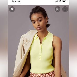 Anthropologie Knit Polo Tank, yellow
